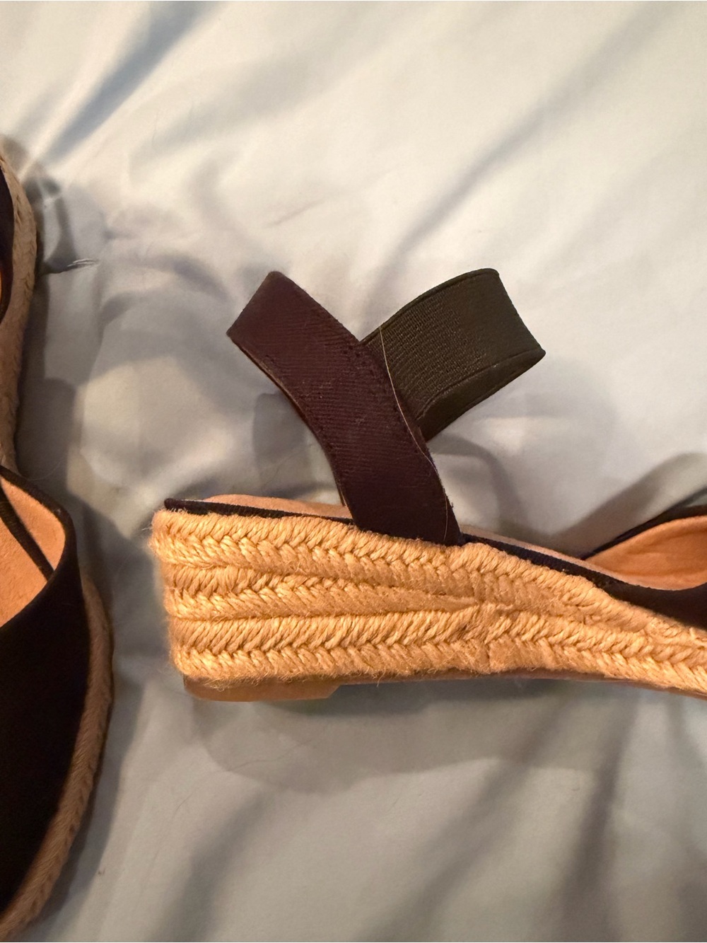Life Stride Black Espadrille Wedge Sandals with Elastic Ankle Band - Picture 2 of 3